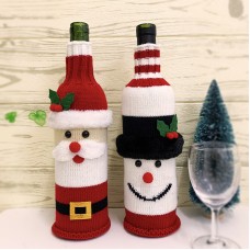 Christmas Decoration Supplies Family Table Red Wine Bottle Cover Red Wine Bag Knitting Santa Claus Wine Bottle Cover