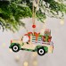 New Christmas Wood Car Pendant Printing Car Christmas Tree Pendant Scene Decoration