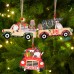 New Christmas Wood Car Pendant Printing Car Christmas Tree Pendant Scene Decoration