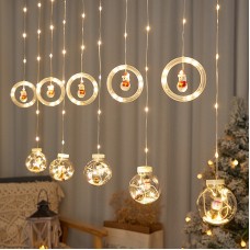 Led Christmas Curtain Lamp String Bedroom Holiday Decoration Wishing Ball Ring Remote Control Snowman Christmas Tree Led Lamp