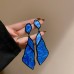 Minar Korean Trendy Pink Blue Color Arcylic Dangle Earrings for Women Irregular Geometric Hanging Earring Party Jewelry