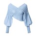 Vacation Style Design Sense Niche Irregular Top Bubble Sleeve Multi Wear Shrinkage Short Women's Clothing Spring And Summer New