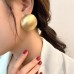 High Quality Hemispherical Brushed Gold Metal Large Stud Earrings For Women Fashion Cool and Elegant Jewelry