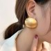 High Quality Hemispherical Brushed Gold Metal Large Stud Earrings For Women Fashion Cool and Elegant Jewelry
