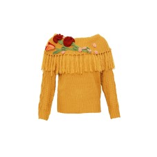 Vintage Ethnic Style Handmade Crochet Large Lapel Pullover Knitted Sweater For Lady Autumn
