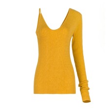 One Shoulder Asymmetrical Design Wool Knitwear Autumn New V-Neck Thin Underlay Slim Top Women