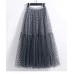 Spring Summer Polka Dot Tulle Skirts Women New Casual Elastic High Waist A-line Skirt Female Party Beach Midi Pleated Skirt