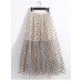 Spring Summer Polka Dot Tulle Skirts Women New Casual Elastic High Waist A-line Skirt Female Party Beach Midi Pleated Skirt