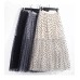 Spring Summer Polka Dot Tulle Skirts Women New Casual Elastic High Waist A-line Skirt Female Party Beach Midi Pleated Skirt
