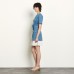 Home Spring And Summer New Women's Denim Patchwork Plaid Lace-Up Dress