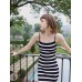 Striped Midi Spaghetti Strap Knitting Dresses Summer Thin Slim Bodycon Sexy Night Dress For Women