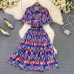 New Turn-Down Collar High Waist Slim Plaid Printed A-Line Dress Elegant Fashion Casual Single Breasted Dress With Belt