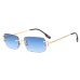Square Rimless Sunglasses With Cut Edges For Women's Fashion Ins Style Street Sunglasses Personality Small Glasses Square Rimless Sunglasses With Cut Edges For Women's Fashion Ins Style Street Sunglasses Personality Small Glasses