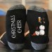 Christmas Sock Color Blocking Sub Letter Medium Tube Sock Trend Snowman Printed Sock