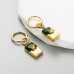 Ins Japanese And Korean Creative Concentric Lock Earrings Titanium Steel Inlaid With Colorful Zircon Earrings Female Vintage Quality Ear Jewelry