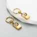 Ins Japanese And Korean Creative Concentric Lock Earrings Titanium Steel Inlaid With Colorful Zircon Earrings Female Vintage Quality Ear Jewelry