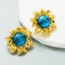 Ins Exaggerated Earrings Feminine Resin Earrings Alloy Simple Flower Shaped Gold Earrings Ins Exaggerated Earrings Feminine Resin Earrings Alloy Simple Flower Shaped Gold Earrings