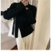 High Collar Sweater Women's Korean Edition Autumn and Winter Long Sleeve Top Design Sense Small Retro Split Knitwear