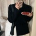 High Collar Sweater Women's Korean Edition Autumn and Winter Long Sleeve Top Design Sense Small Retro Split Knitwear