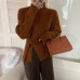 High Collar Sweater Women's Korean Edition Autumn and Winter Long Sleeve Top Design Sense Small Retro Split Knitwear
