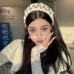 Korean Three-Dimensional Small Fragrant Fried Dough Twist Woven Wide Edge Headband Splicing Letters High Skull Top Net Red Style Headband