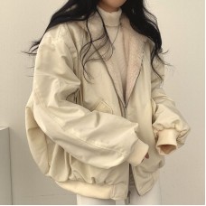 Female hooded jacket winter cotton jacket plus down thickening two sides wear lambswool cotton clothing women's winter new zipper top