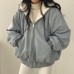 Female hooded jacket winter cotton jacket plus down thickening two sides wear lambswool cotton clothing women's winter new zipper top