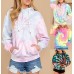 Europe and America Spring, Autumn and Winter New Women's Top Tie Dyed Hooded Long Sleeve Pocket Guards