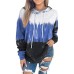 Europe and America Spring, Autumn and Winter New Women's Top Tie Dyed Hooded Long Sleeve Pocket Guards