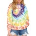 Europe and America Spring, Autumn and Winter New Women's Top Tie Dyed Hooded Long Sleeve Pocket Guards