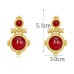 High Grade Antique Earrings French Open Red Exaggerated Fashion Earrings 925 Silver Needle Vintage Asian Gold Earrings