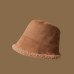 Double-Sided Wear Deerskin Velvet Bucket Hat Girls Autumn And Winter Thickened Lamb's Wool To Prevent Cold Warm