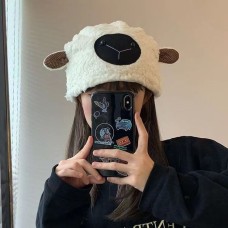 Japanese Sweet Lamb Hat Children's Warm Ear Protection in Autumn and Winter Lamb Wool Baotou Hat Lamb Wool Baotou Hat Fashion
