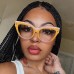 Panda Black And White Flat Lens New Blue Light Proof Cat Eye Rivet Eye Frame Ins Vintage Glasses Trend