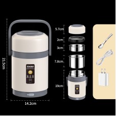 Double layer portable insulated lunch box thermostatic pot