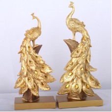 Decoration Resin Crafts Creativity Fashion Golden Blue Peacock Decoration Wine Cabinet Living Room Home Decoration Gift