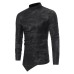 New Personalized Irregular Hem Design Men's Casual Long Sleeve Dark Textured Shirt European Size ZT-CS16