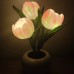 LED Tulip Flower Pot Light Pink Tulip Simulation Flower Pot Ceramic Led Ambient Night Light Decorative Ornaments