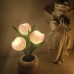 LED Tulip Flower Pot Light Pink Tulip Simulation Flower Pot Ceramic Led Ambient Night Light Decorative Ornaments