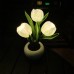 LED Tulip Flower Pot Light Pink Tulip Simulation Flower Pot Ceramic Led Ambient Night Light Decorative Ornaments