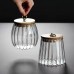 Large Capacity Glass Tea Jar Bamboo Sealed Storage Jar Household Simple Transparent Storage Bottle Kitchen Supplies
