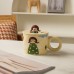 Creative Cute Mug with Lid Ceramic Distinctive Couple Water Mug Vintage Cartoon Girl Printed