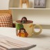 Creative Cute Mug with Lid Ceramic Distinctive Couple Water Mug Vintage Cartoon Girl Printed