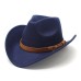 Casual Versatile Retro Camel Belt Autumn Winter Mens and Womens Woolen Western Denim Hat Wide Brim Sun Shade Top Hat Casual Versatile Retro Camel Belt Autumn Winter Mens and Womens Woolen Western Denim Hat Wide Brim Sun Shade Top Hat