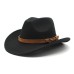 Casual Versatile Retro Camel Belt Autumn Winter Mens and Womens Woolen Western Denim Hat Wide Brim Sun Shade Top Hat Casual Versatile Retro Camel Belt Autumn Winter Mens and Womens Woolen Western Denim Hat Wide Brim Sun Shade Top Hat