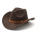 Casual Versatile Retro Camel Belt Autumn Winter Mens and Womens Woolen Western Denim Hat Wide Brim Sun Shade Top Hat Casual Versatile Retro Camel Belt Autumn Winter Mens and Womens Woolen Western Denim Hat Wide Brim Sun Shade Top Hat