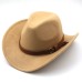 Casual Versatile Retro Camel Belt Autumn Winter Mens and Womens Woolen Western Denim Hat Wide Brim Sun Shade Top Hat Casual Versatile Retro Camel Belt Autumn Winter Mens and Womens Woolen Western Denim Hat Wide Brim Sun Shade Top Hat