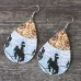 European and American Retro Independent Station Western Style Horse Riding Denim Color Matching Double Sided Leather Earrings