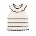 European and American New Fashion Small Fresh Round Neck Sleeveless Lace Ruffle Knitted Top For Women
