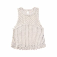 European and American New Fashion Elegant Style Round Neck Sleeveless Jacquard Mesh Knitted Tank Top For Women